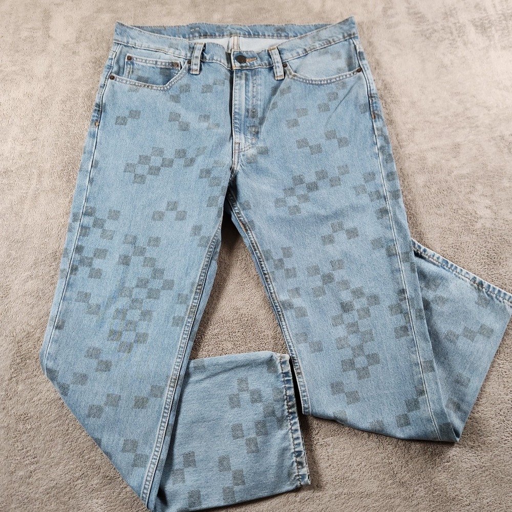 Levis 511 Strong Mens size 36x30 Checkered Print Denim Jeans 5 Pocket - Picture 2 of 12